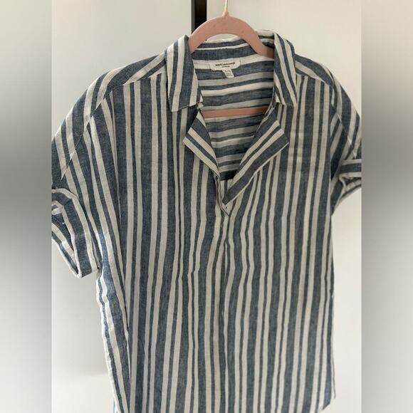 Beach lunch and lounge linen/cotton stripe top, size Large worn once - Picture 3 of 8